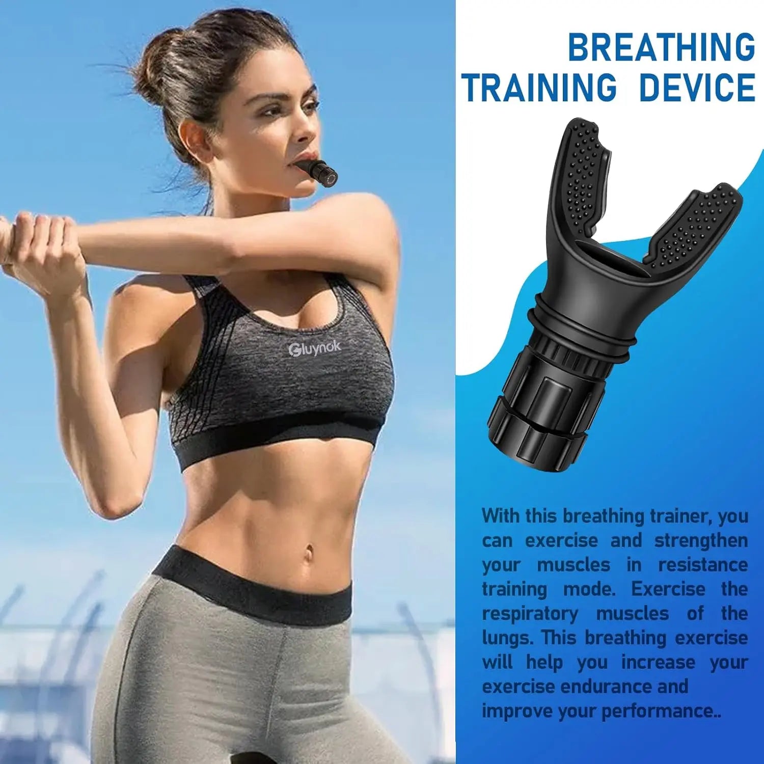 Portable Adjustable Resistance Lung Exerciser - Breathing Exercise Tool for Enhanced Lung Capacity and Abdominal Training, Ideal for Fitness and Gym Workouts