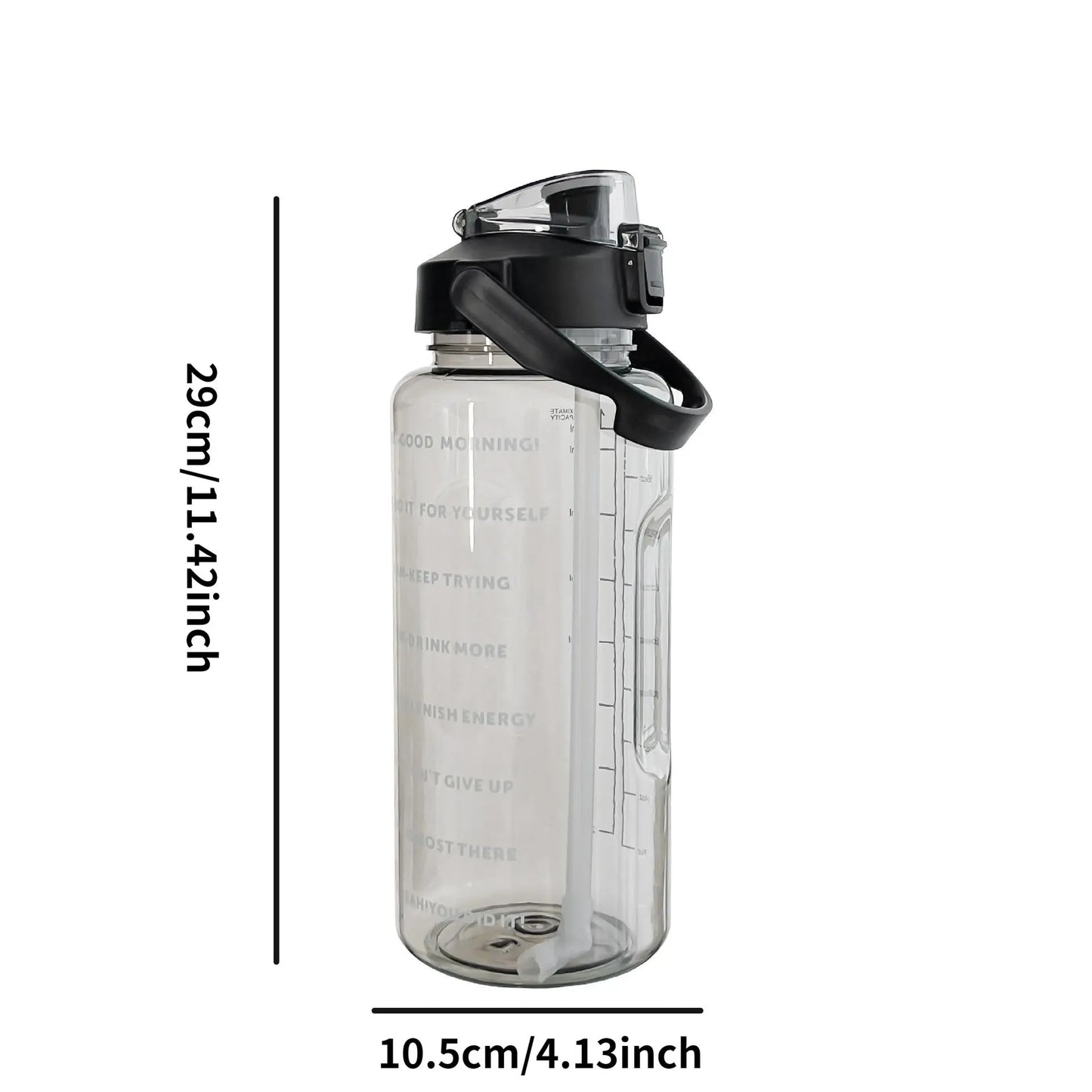 Large Capacity 2000ml Sports Water Bottle with Straw, Leak-Proof and Drop-Resistant Design, Portable and Scaled for Easy Hydration