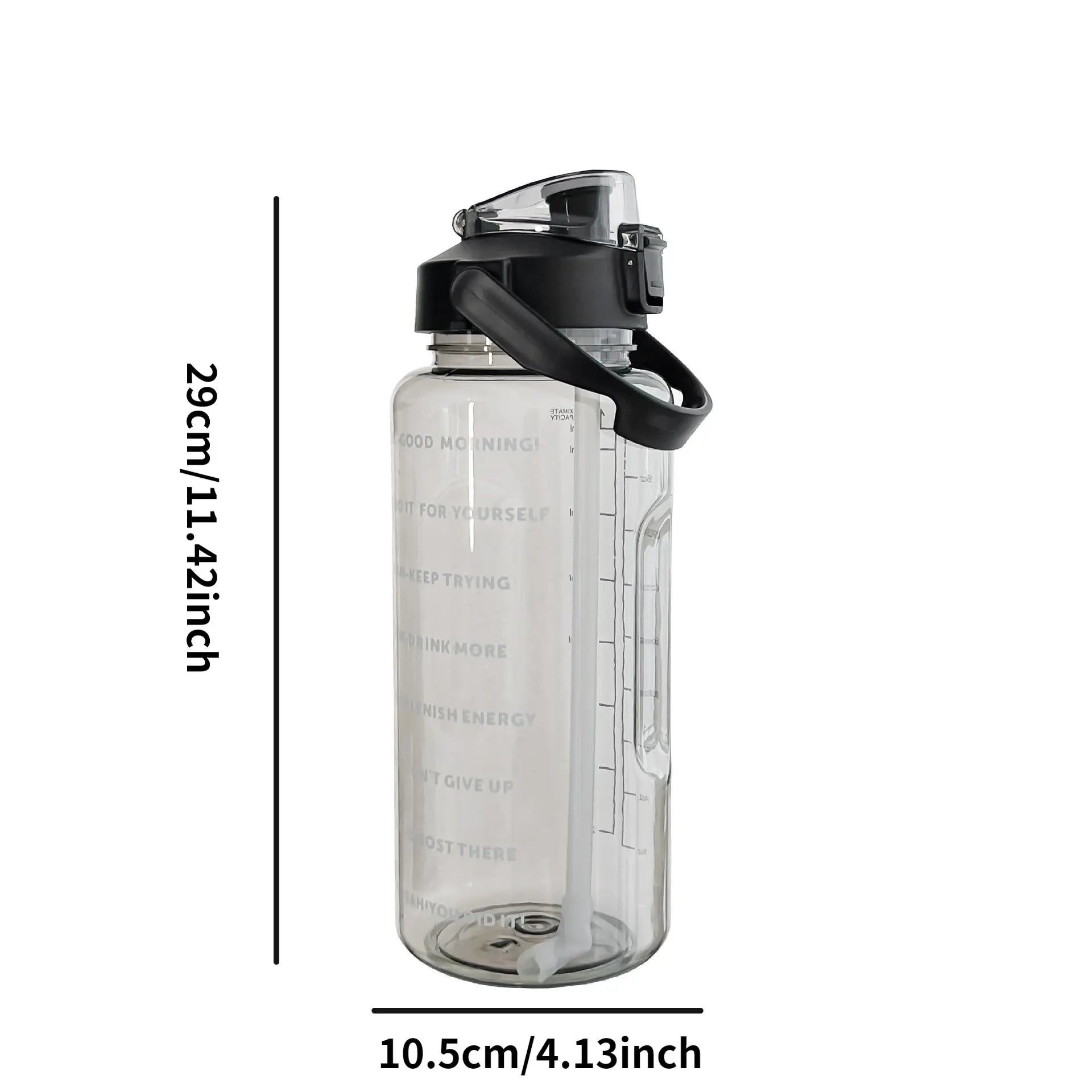 Large Capacity 2000ml Sports Water Bottle with Straw, Leak-Proof and Drop-Resistant Design, Portable and Scaled for Easy Hydration