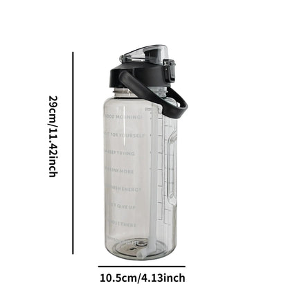 Large Capacity 2000ml Sports Water Bottle with Straw, Leak-Proof and Drop-Resistant Design, Portable and Scaled for Easy Hydration