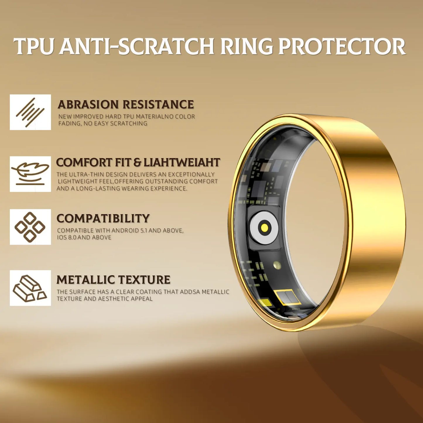 Smart Ring - Advanced Wearable Fitness Tracker with Sleep Monitoring, Multi-Functional Activity Tracking, IP68 Waterproof Design, Ideal Unisex Gift for Couples, Includes Complimentary Christmas Gift Bag.