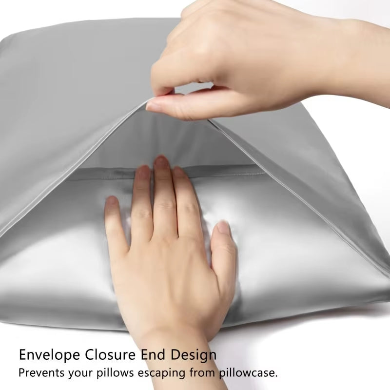 Set of 2 Satin Pillowcases for Enhanced Skin and Hair Care, Soft and Breathable Cooling Pillow Covers for Comfortable Sleep