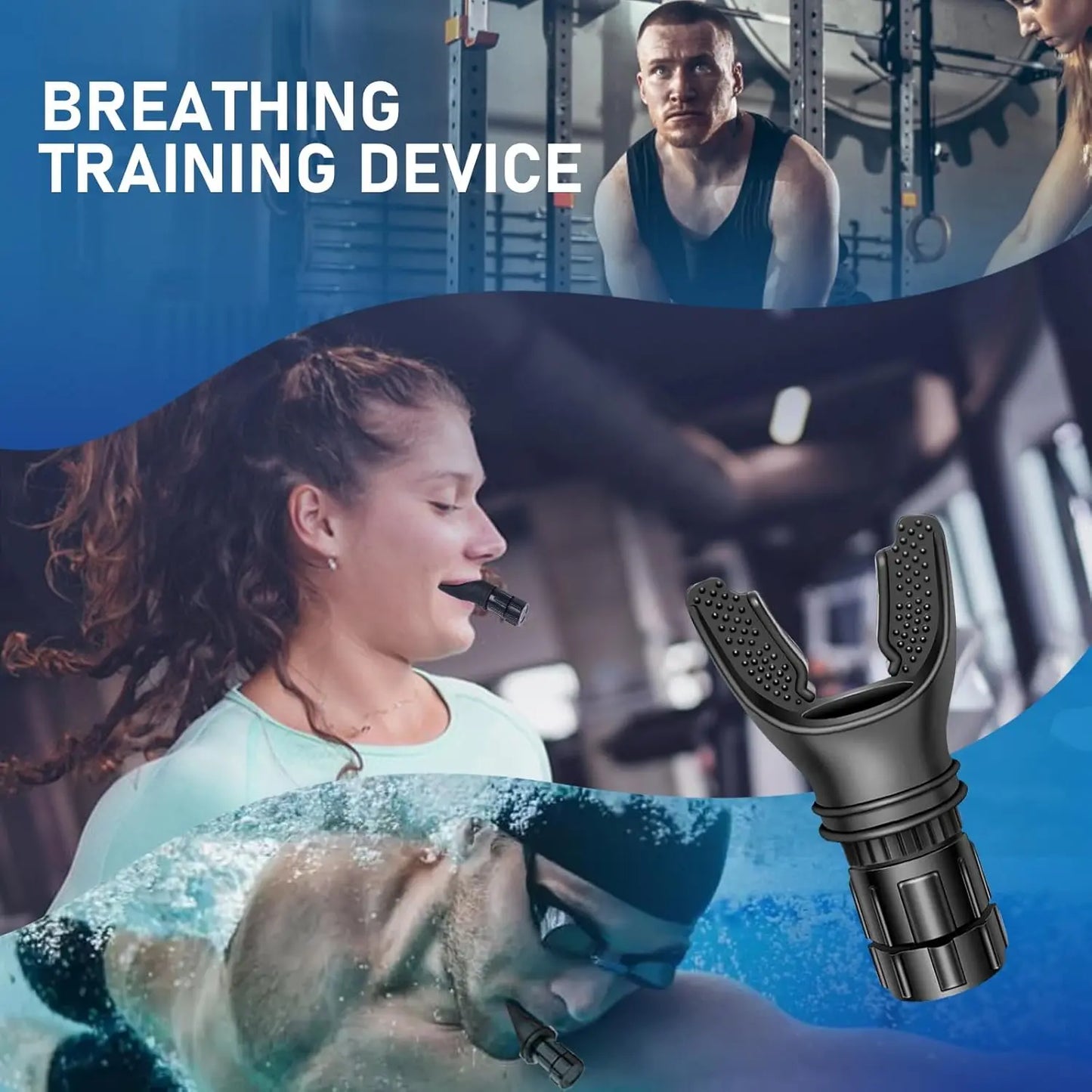 Portable Adjustable Resistance Lung Exerciser - Breathing Exercise Tool for Enhanced Lung Capacity and Abdominal Training, Ideal for Fitness and Gym Workouts