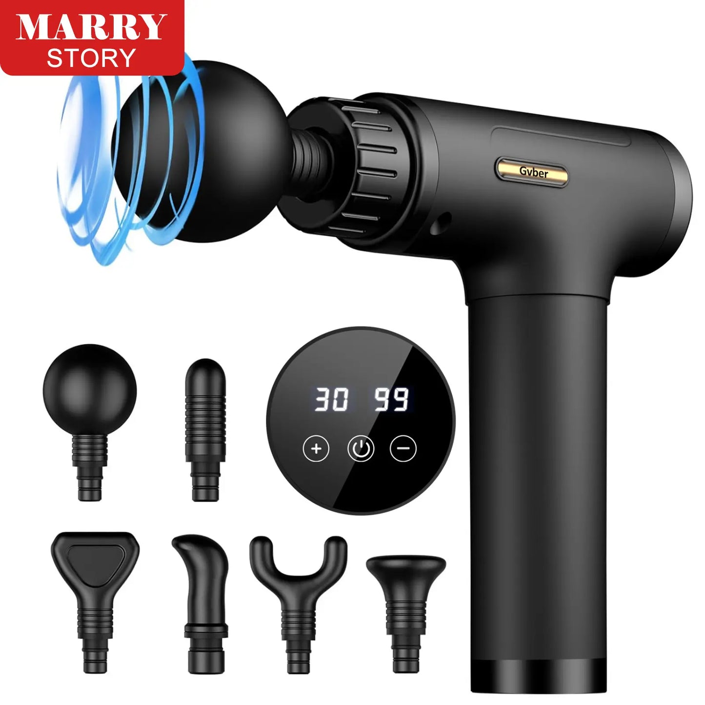 Handheld Electric Fascia Massager Gun with 6 Interchangeable Massage Heads - Portable and Quiet Mini Massager for Neck and Body Relief