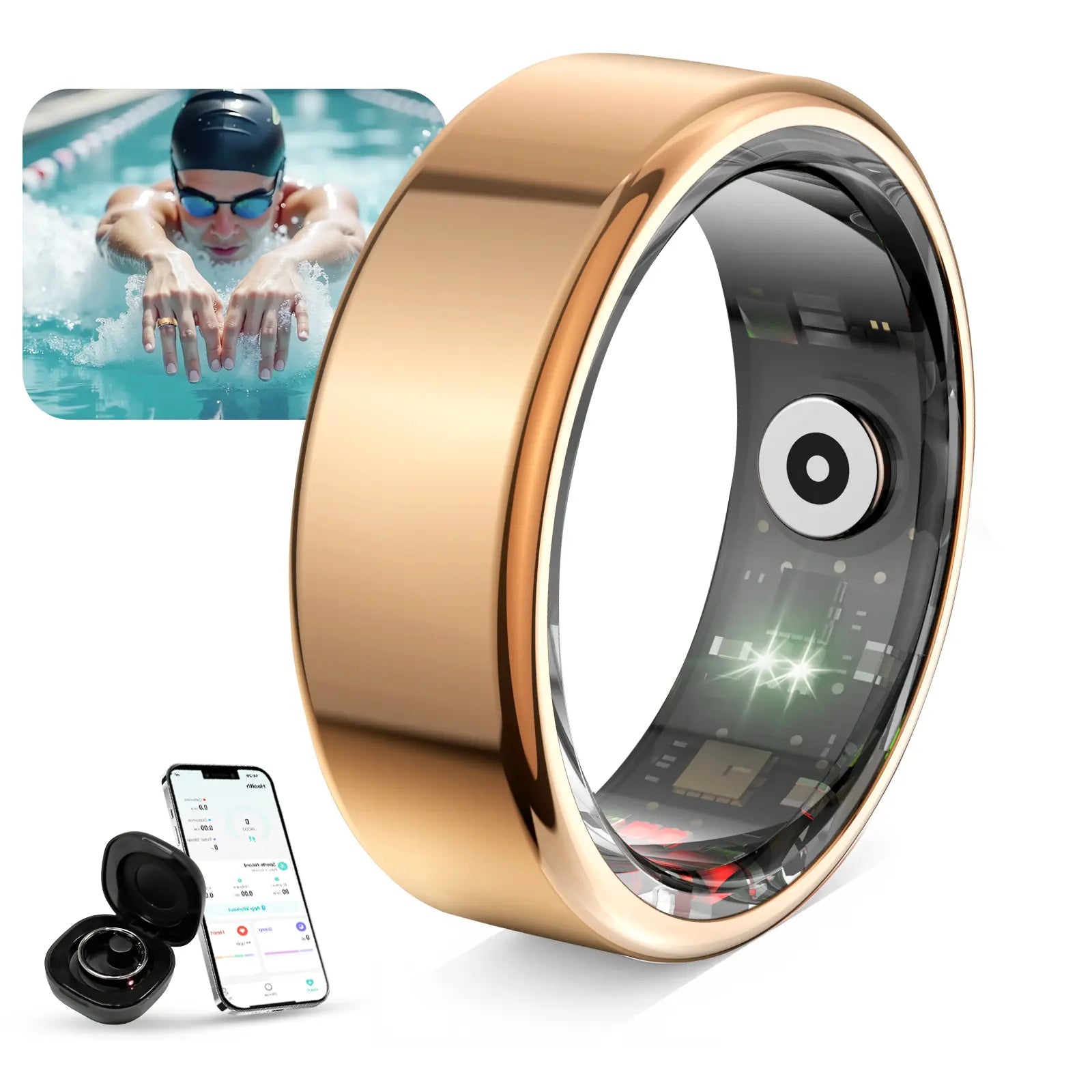 Smart Ring - Advanced Wearable Fitness Tracker with Sleep Monitoring, Multi-Functional Activity Tracking, IP68 Waterproof Design, Ideal Unisex Gift for Couples, Includes Complimentary Christmas Gift Bag.