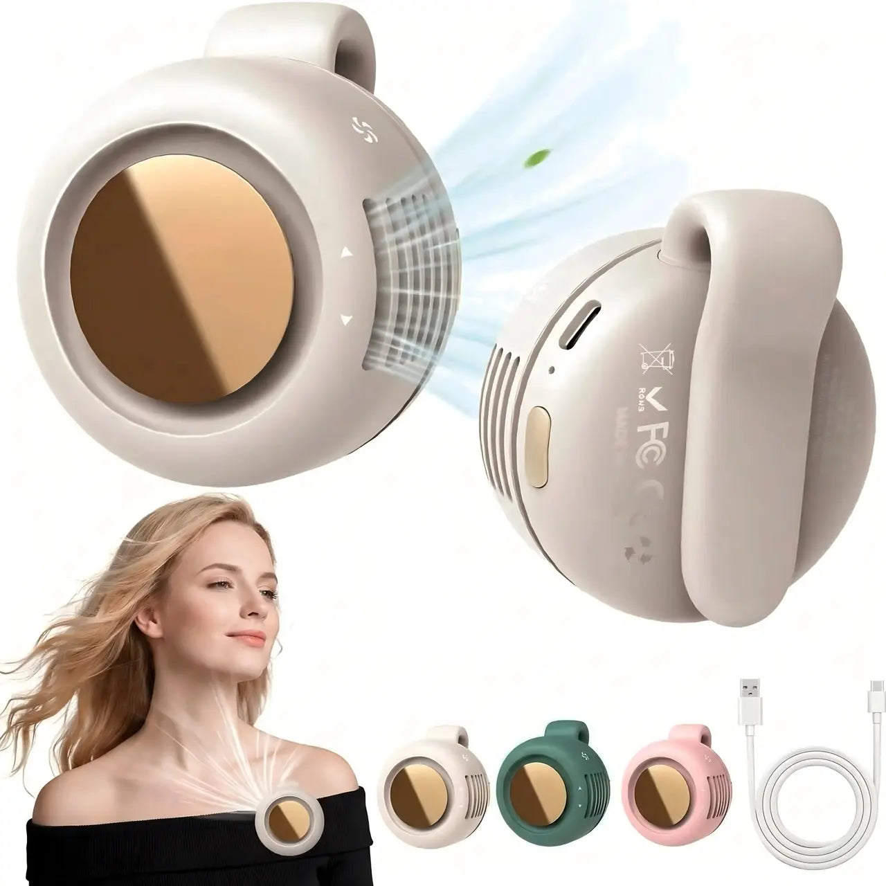 Westdeer Portable Silent Mini Bladeless Electric Fan - Adjustable 3-Speed Waist Fan, Phone Cooling Fan, Personal Handheld Turbo Fan, Rechargeable and Rotating, Ideal for Outdoor Travel and Gifts