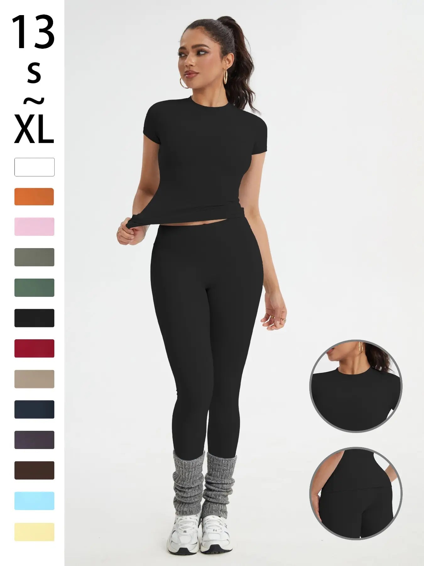 Women's Athletic Wear Set: Slim-Fit Short-Sleeve Top and High-Waisted Yoga Pants for Gym, Running, and Outdoor Activities