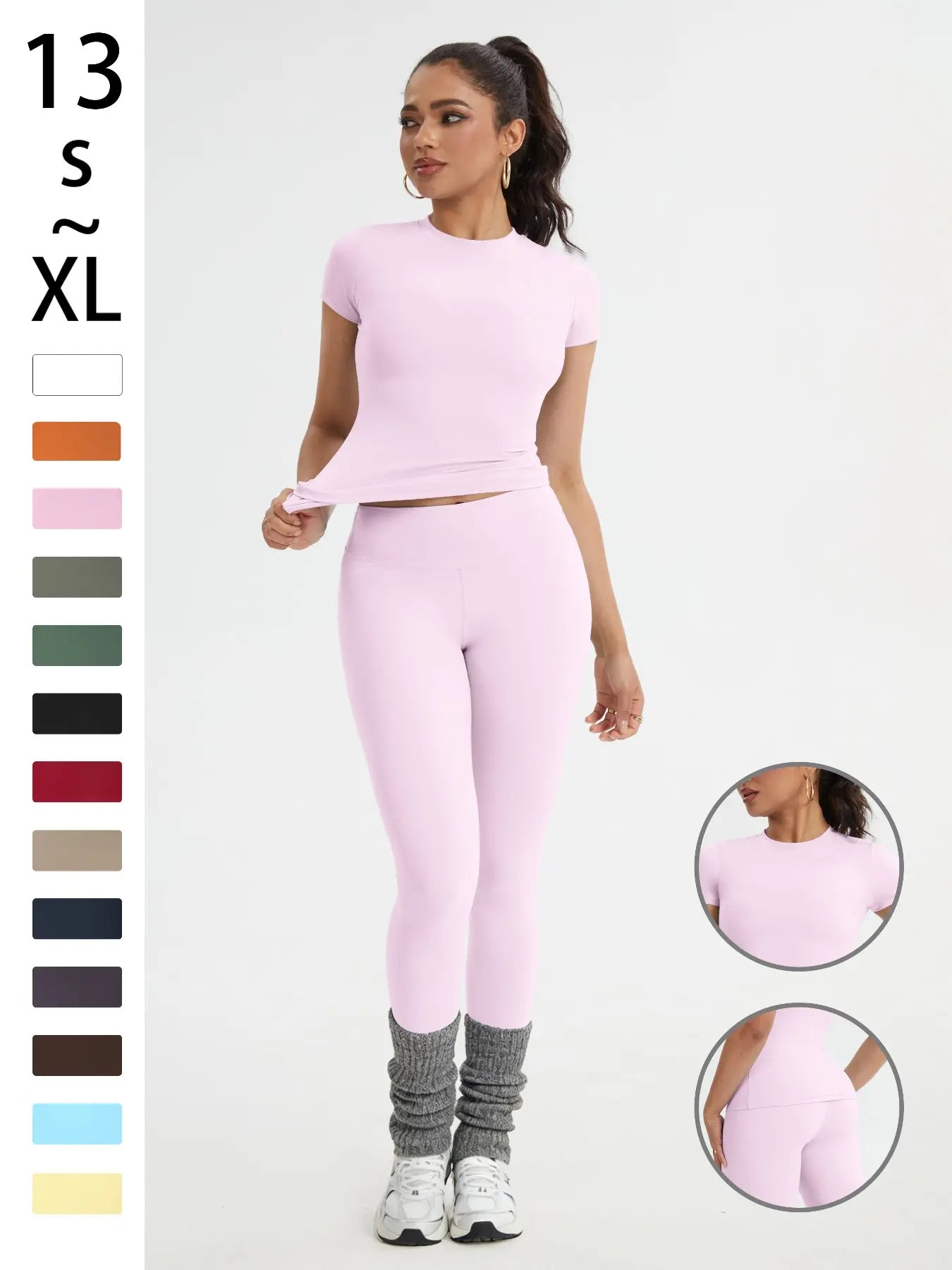 Women's Athletic Wear Set: Slim-Fit Short-Sleeve Top and High-Waisted Yoga Pants for Gym, Running, and Outdoor Activities
