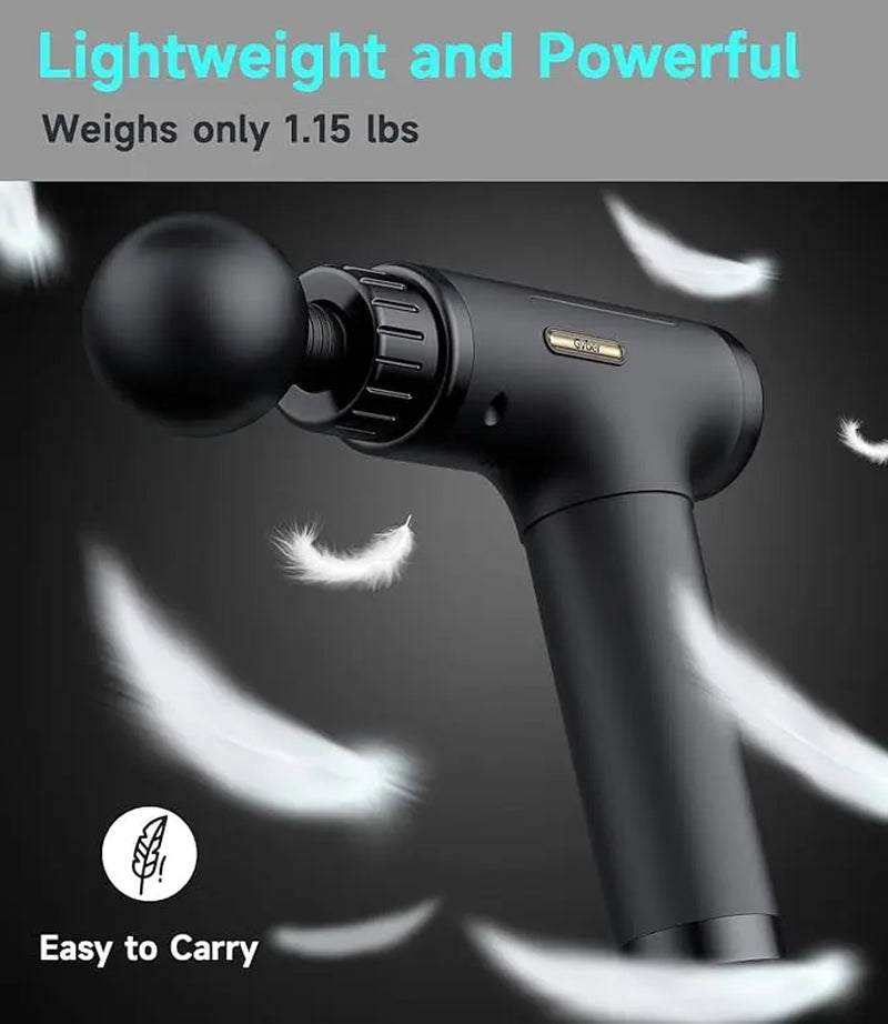 Handheld Electric Fascia Massager Gun with 6 Interchangeable Massage Heads - Portable and Quiet Mini Massager for Neck and Body Relief