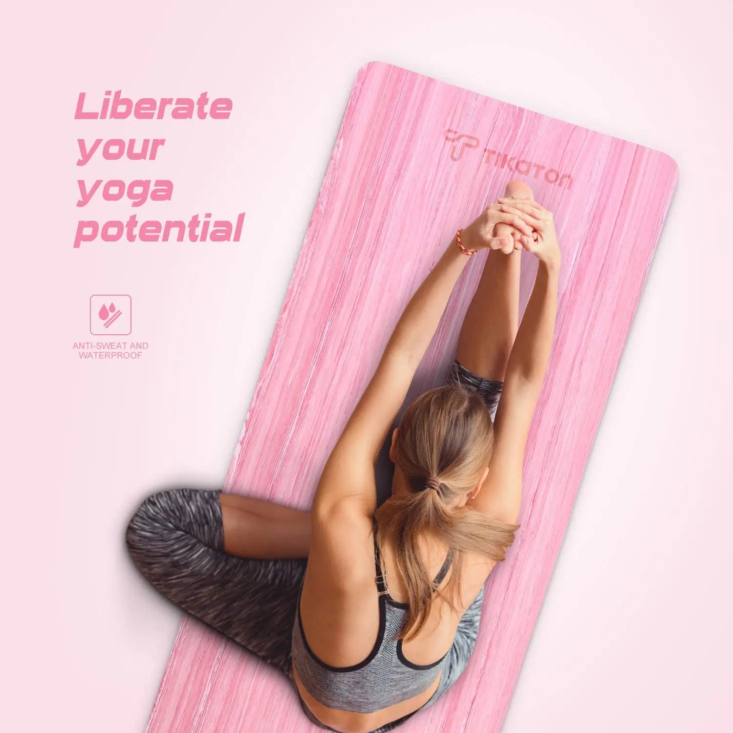 Tikaton Eco-Friendly High-Density POE Yoga Mat with Carrying Strap - 1/4 Inch Thickness, 72" L x 24" W for Hot Yoga and Fitness