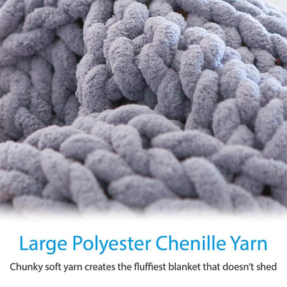 Handcrafted Chunky Knitted Blanket in Coarse Wool - Thick Chenille Woven Blanket for Sofas and Photography Props