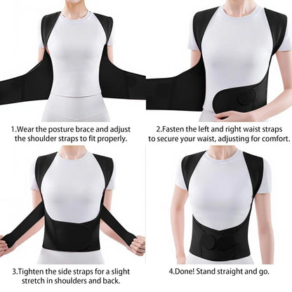 Unisex 2.0 Adjustable Back Brace for Posture Correction and Upper Back Support, Suitable for Home and Gym Use