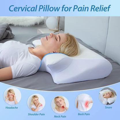 Memory Foam Cervical Pillow - 2-in-1 Ergonomic Contour Orthopedic Support for Neck Pain Relief
