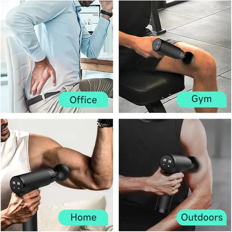 Handheld Electric Fascia Massager Gun with 6 Interchangeable Massage Heads - Portable and Quiet Mini Massager for Neck and Body Relief