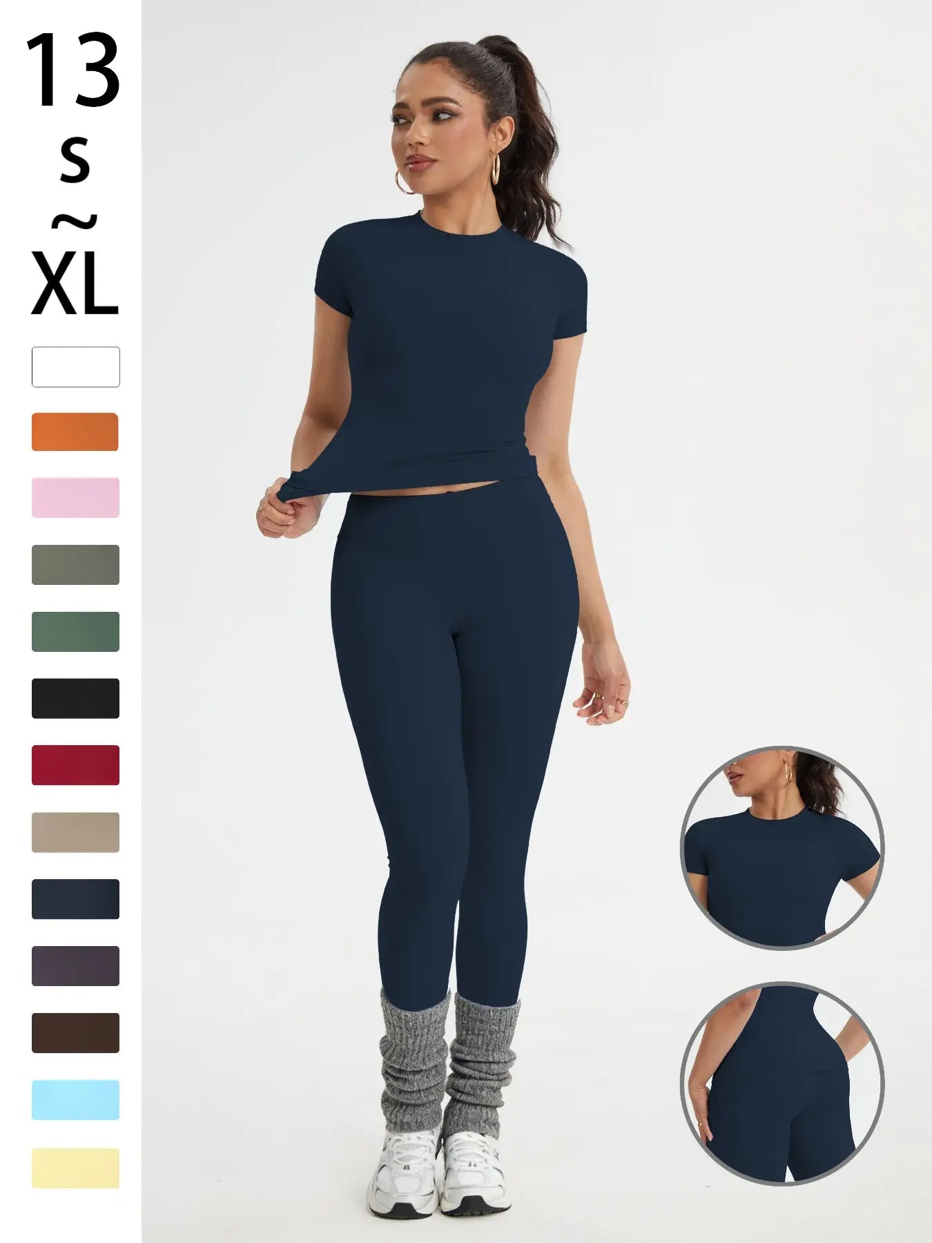 Women's Athletic Wear Set: Slim-Fit Short-Sleeve Top and High-Waisted Yoga Pants for Gym, Running, and Outdoor Activities