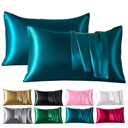 Set of 2 Satin Pillowcases for Enhanced Skin and Hair Care, Soft and Breathable Cooling Pillow Covers for Comfortable Sleep