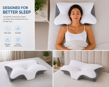 Memory Foam Cervical Pillow - 2-in-1 Ergonomic Contour Orthopedic Support for Neck Pain Relief (Pillowcase Included)