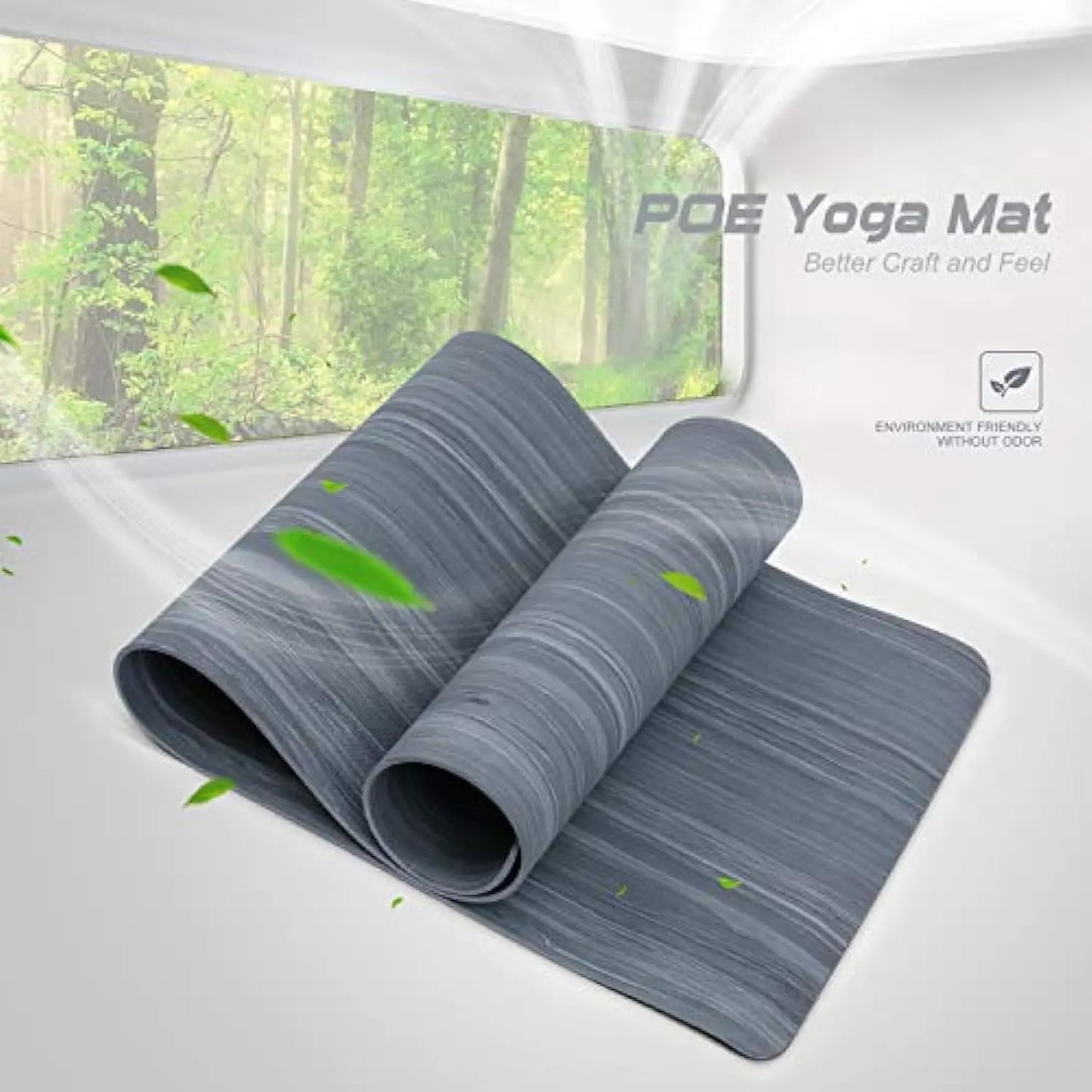 Tikaton Eco-Friendly High-Density POE Yoga Mat with Carrying Strap - 1/4 Inch Thickness, 72" L x 24" W for Hot Yoga and Fitness