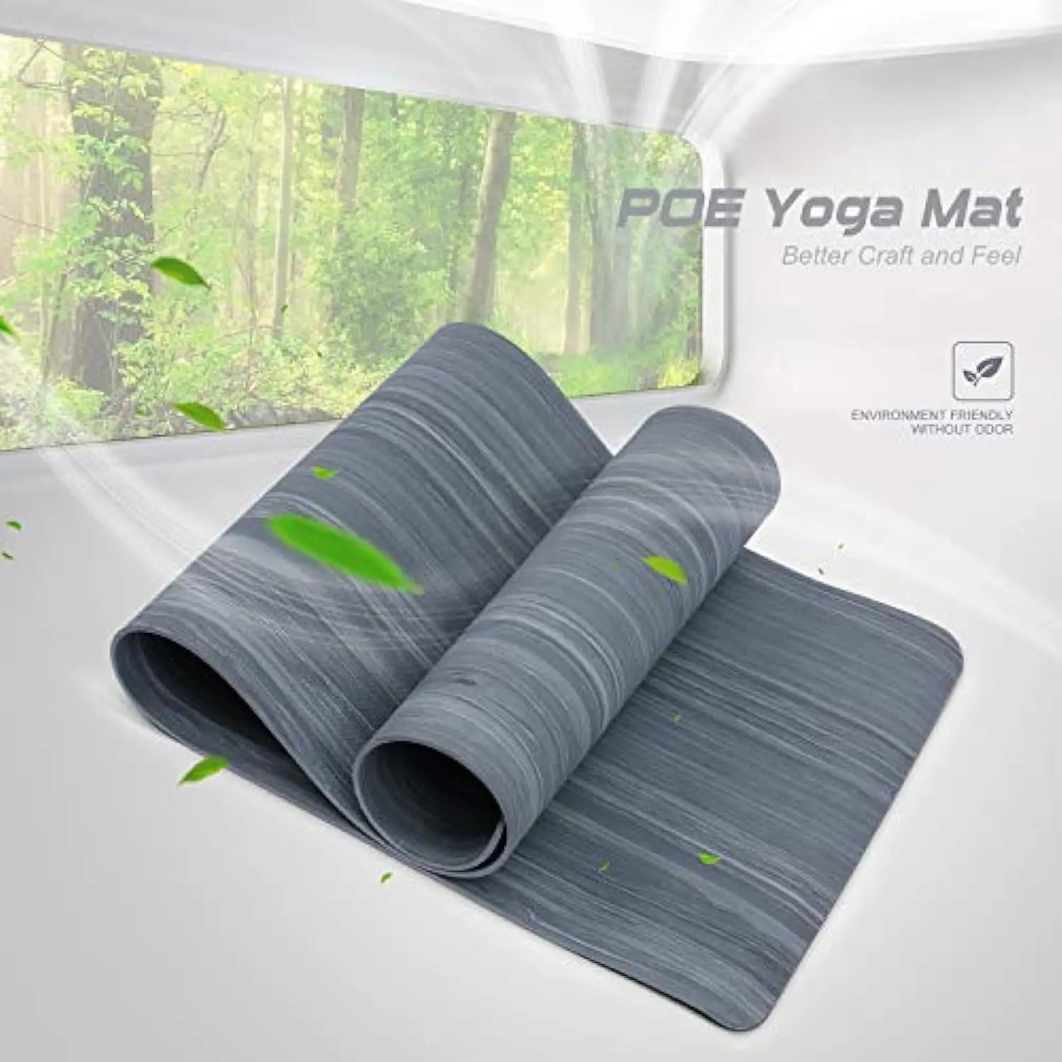 Tikaton Eco-Friendly High-Density POE Yoga Mat with Carrying Strap - 1/4 Inch Thickness, 72" L x 24" W for Hot Yoga and Fitness