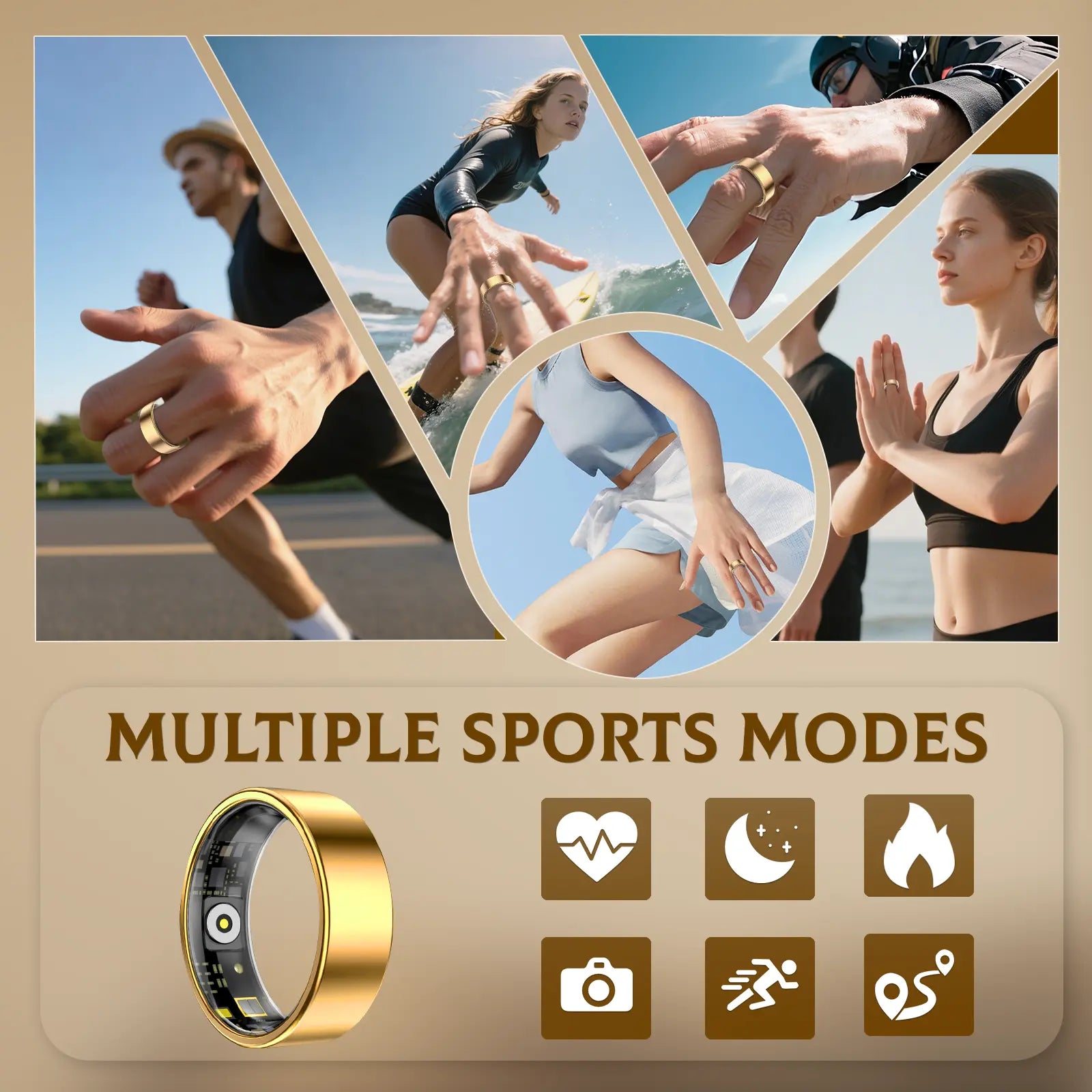 Smart Ring - Advanced Wearable Fitness Tracker with Sleep Monitoring, Multi-Functional Activity Tracking, IP68 Waterproof Design, Ideal Unisex Gift for Couples, Includes Complimentary Christmas Gift Bag.