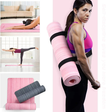 Tikaton Eco-Friendly High-Density POE Yoga Mat with Carrying Strap - 1/4 Inch Thickness, 72" L x 24" W for Hot Yoga and Fitness