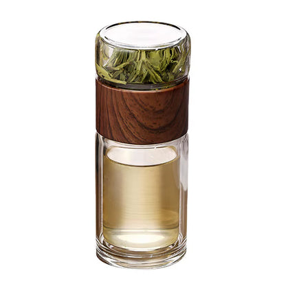 Premium Double-Walled Glass Water Bottle with Protective Case and Infuser - Eco-Friendly Tea and Beverage Tumbler