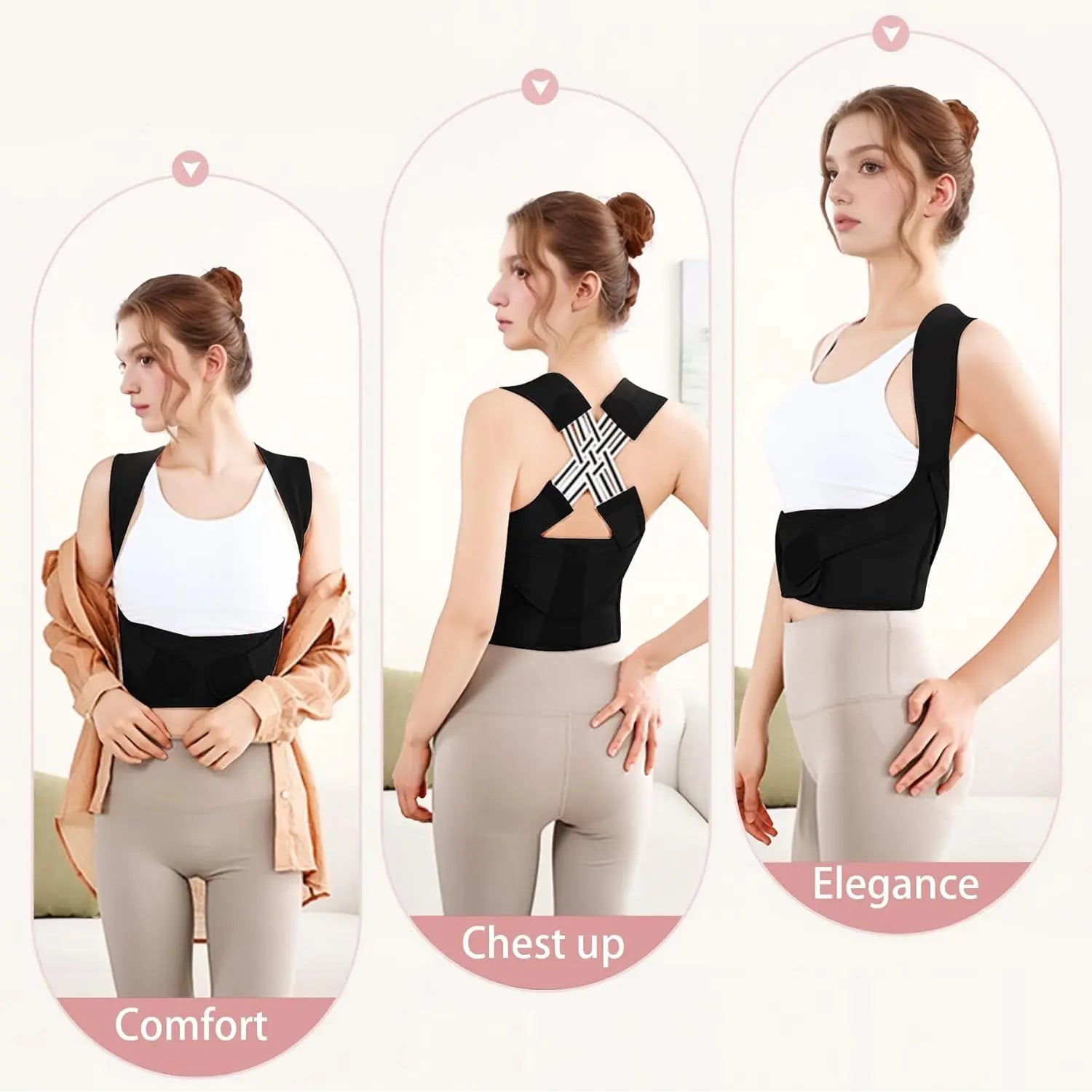 Unisex 2.0 Adjustable Back Brace for Posture Correction and Upper Back Support, Suitable for Home and Gym Use