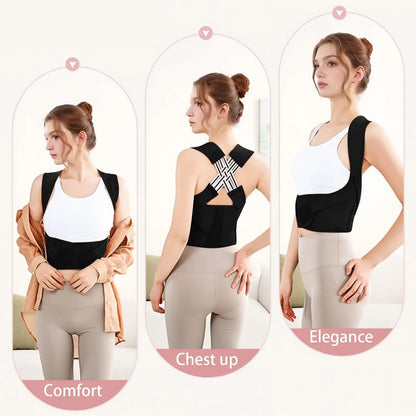 Unisex 2.0 Adjustable Back Brace for Posture Correction and Upper Back Support, Suitable for Home and Gym Use