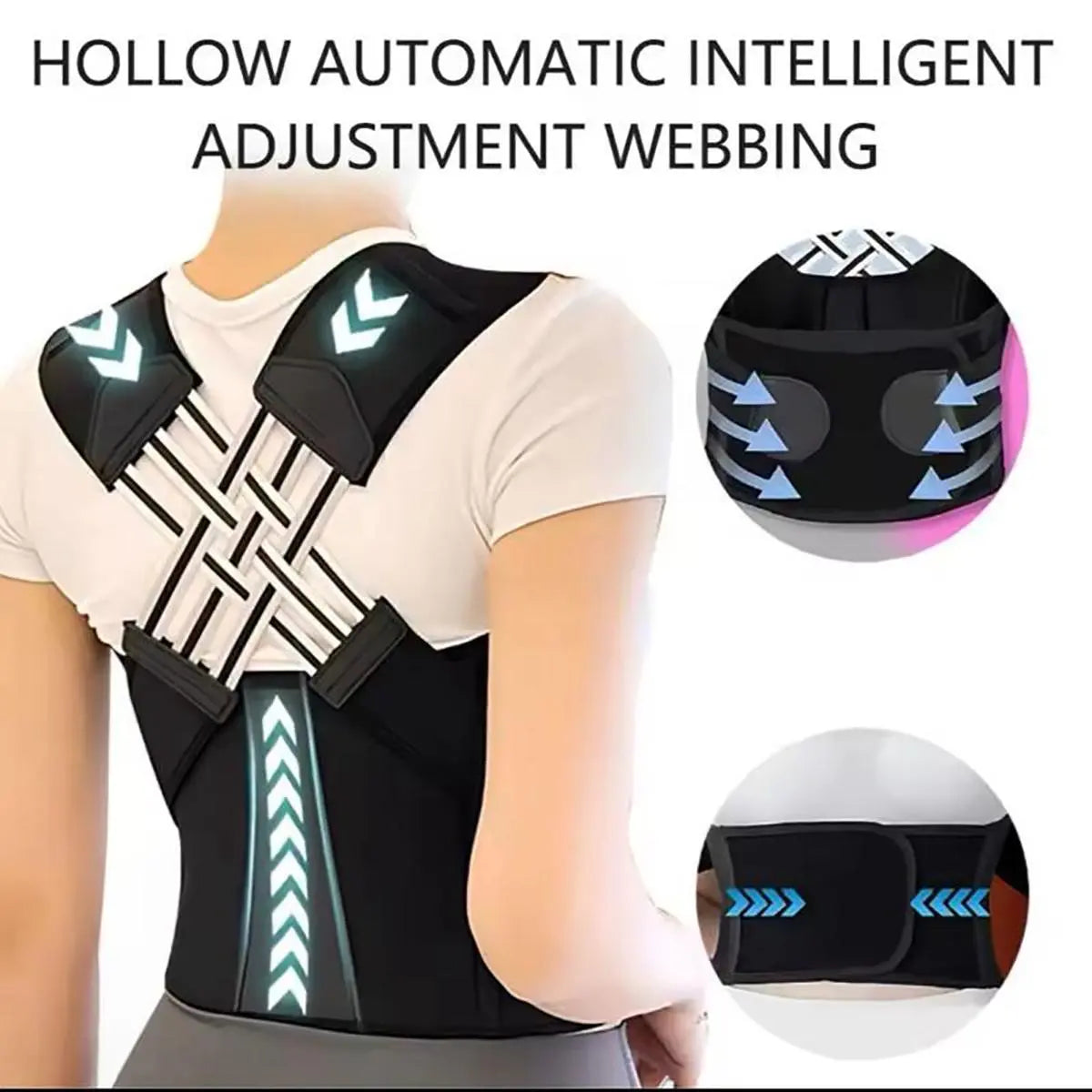 Unisex 2.0 Adjustable Back Brace for Posture Correction and Upper Back Support, Suitable for Home and Gym Use