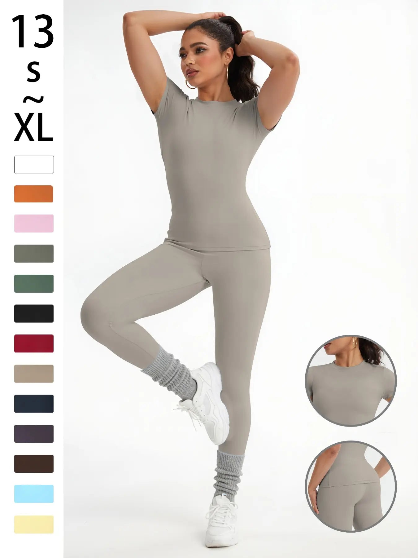 Women's Athletic Wear Set: Slim-Fit Short-Sleeve Top and High-Waisted Yoga Pants for Gym, Running, and Outdoor Activities