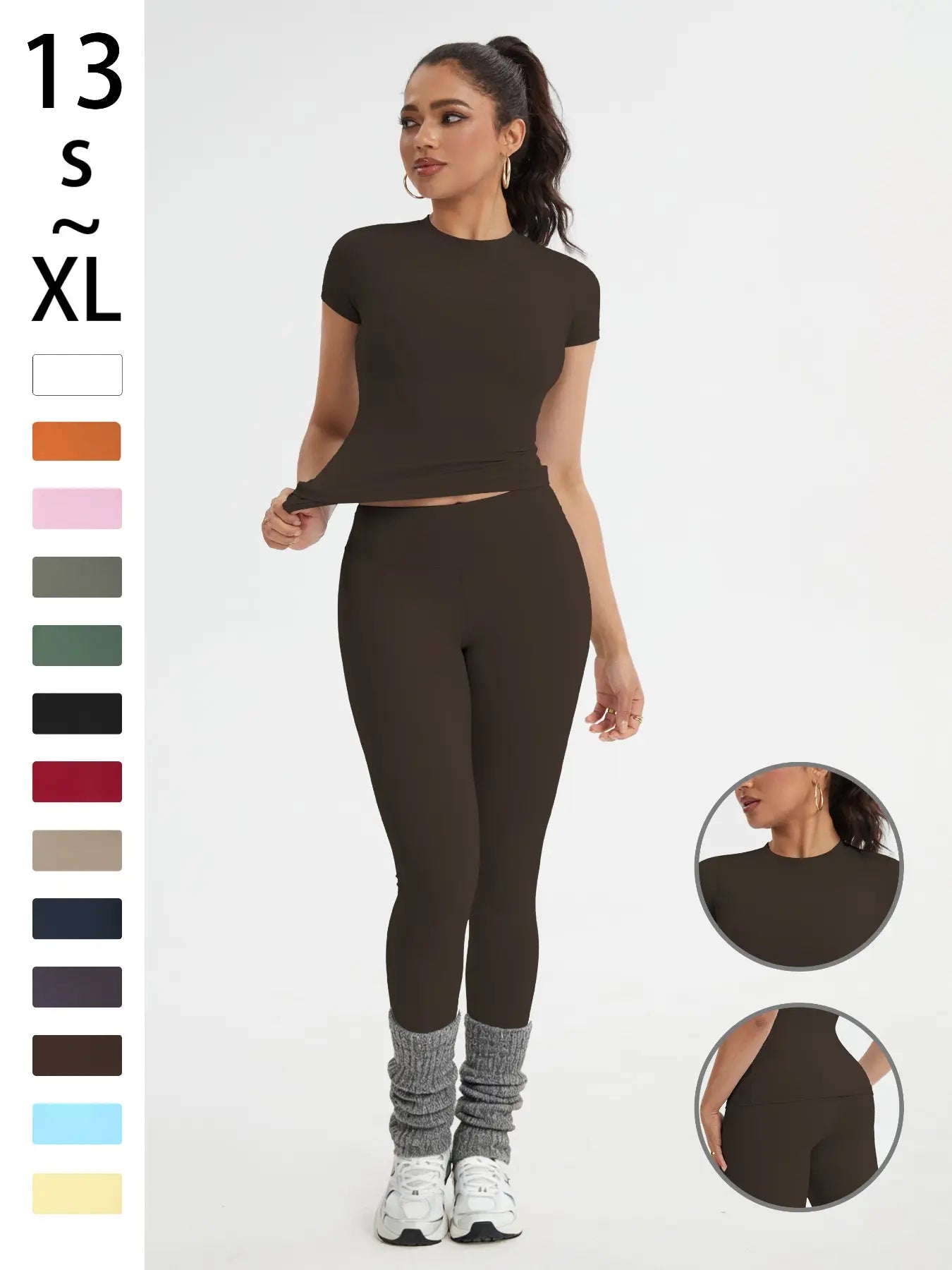 Women's Athletic Wear Set: Slim-Fit Short-Sleeve Top and High-Waisted Yoga Pants for Gym, Running, and Outdoor Activities