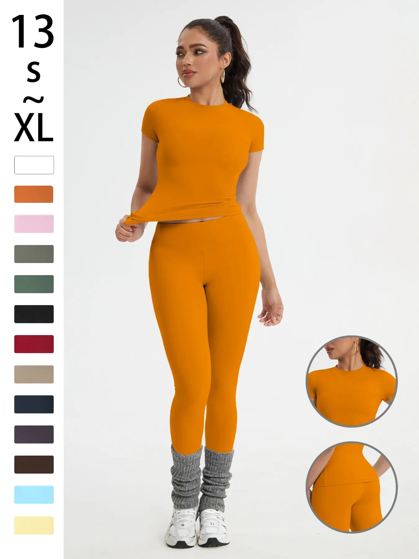 Women's Athletic Wear Set: Slim-Fit Short-Sleeve Top and High-Waisted Yoga Pants for Gym, Running, and Outdoor Activities