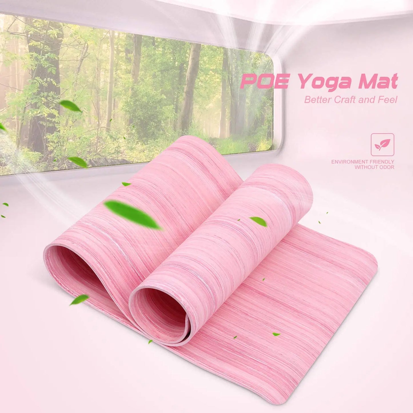 Tikaton Eco-Friendly High-Density POE Yoga Mat with Carrying Strap - 1/4 Inch Thickness, 72" L x 24" W for Hot Yoga and Fitness